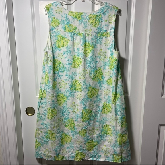 J. Jill Love Linen Coral Reef and Turtle Dress Sleeveless V-Neck Lined Large - Picture 10 of 15